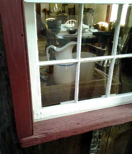 Image of window where ghostly handprint appears