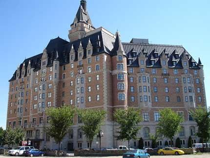 The front of the Delta Bessborough Hotel in Saskatoon